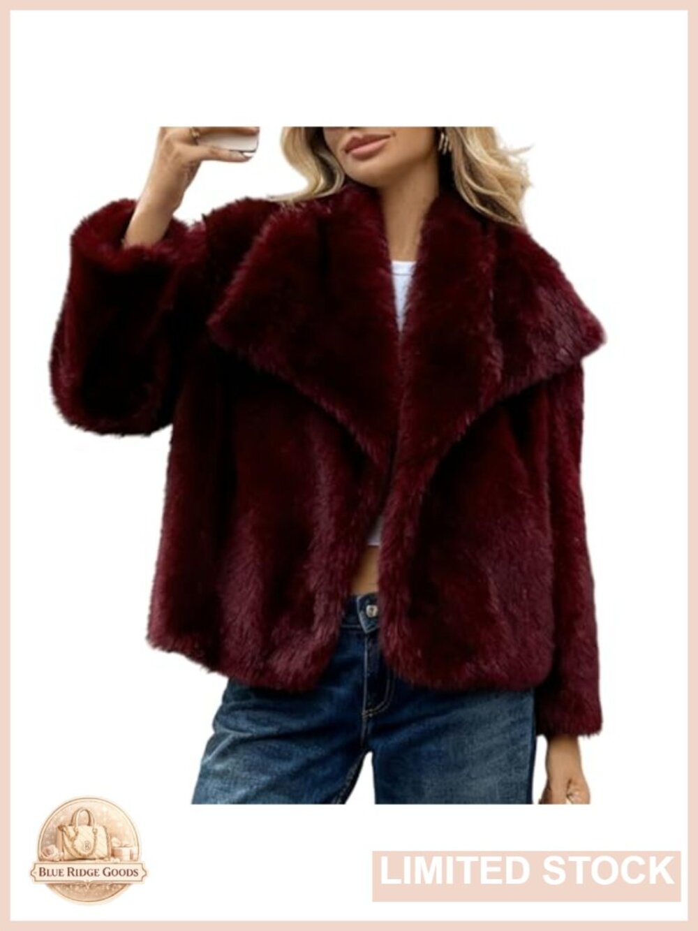 Womens Faux Fur Coat Lapel Fluffy Long Sleeve Shaggy Winter Overcoat